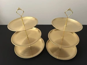 2xGold Cake Stand 3 Tier Stainless Steel Stand for Party,Birthday,Wedding - Picture 1 of 7