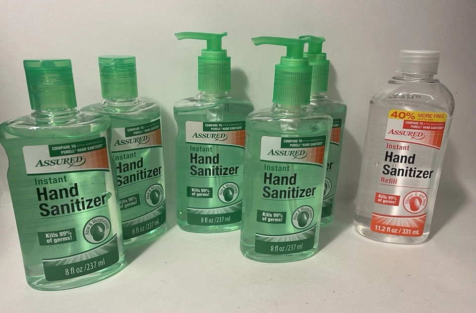 Paquete de 6 desinfectantes de manos asegurados 5 verdes 8 oz y 1 rojo 11,2 oz 121075 coleccionables Foto 1 de 2