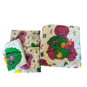 Biancheria da letto Bibb vintage Barney culla lenzuolo aderente e piatto, federa e coperta trapuntata - Foto 1 di 10