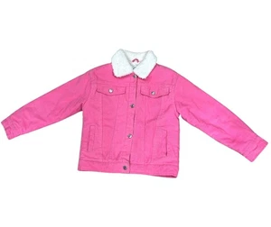 Primark Girls Corduroy Jacket Pink 7-8 Yr 128 CM Faux Fur Lined Buttons Pockets - Picture 1 of 17