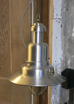 Vintage UCCELLO Fisherman Aluminum Pendant Lamp Industrial 12” Farmhouse NOS - Image 1 of 4