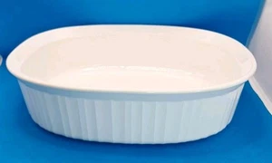 Vintage Corning Ware F- 2-B French White Ribbed Oval Casserole Baking 2.8 Liter - Picture 1 of 6