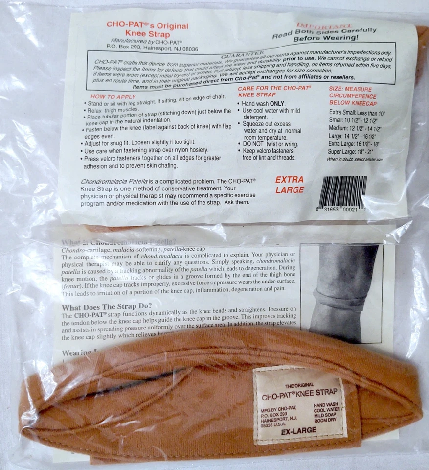 Cho-Pat Original Correa Soporte Rodillera Rótula - Beige Alivio del Dolor Corredor XL Foto 1 de 1