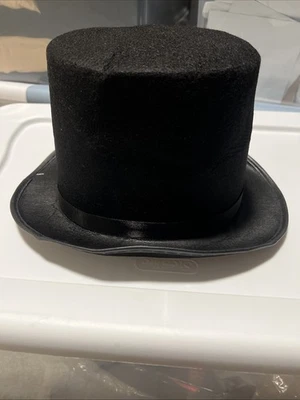 Adult Black Felt Top Hat For Showman Party Halls-novelty Halloween Costume..#337 - Image 1 of 4