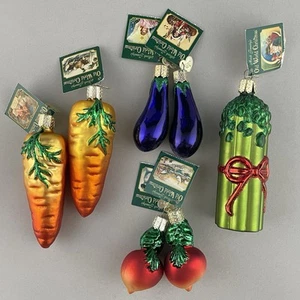 Old World Christmas Glass Vegetable Ornaments 2001 Lot of 7 - Picture 1 of 22