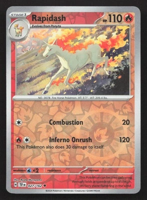 Pokemon Rapidash 027/162 Reverse Holo Uncommon SV05: Temporal Forces NM - Image 1 of 2