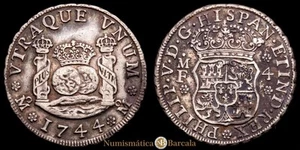 Felipe V (1700-1746). 1744 MF. México. 4 reales. Columnario. (CA 1131-KM-94). - Picture 1 of 3