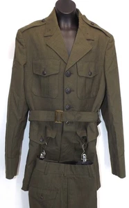 US Marine Corps Poly/Wolle Tropical Dress Green Coat & Pant Uniform - Size 38 L - Bild 1 von 24