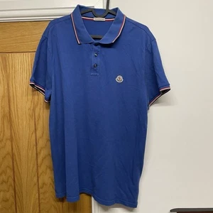 Men's Moncler Maglia Polo Manica Corta Blue Cotton Polo Shirt Size XXL fits XL - Picture 1 of 8