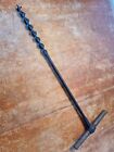 3/4" Diameter by 23 Inch Antique Wood Auger with Copper Pipe Handle