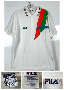 Vintage 70s Fila Men's White Tennis Polo Shirt Size 40 USA - Picture 1 of 10