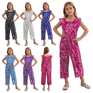 Girls Sparkly Outfit Party-ready Jumpsuit Convenient Special Occasion Dress - Picture 1 of 50