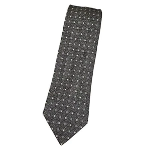 NICKY Men's 100% Silk Necktie LUXURY Tie Gray Geometric W:3.4" EUC  - Picture 1 of 4