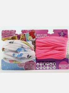 2- Kids 12 ways Bandana Neck Gaiter Protective Face Cover Disney & Hot Pink 3+ - Picture 1 of 2
