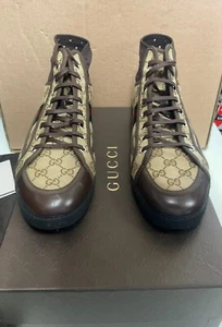 GUCCI CALIFORNIA GUCCISSIMA RAYAS ALTAS ZAPATILLAS ZAPATOS AUTÉNTICOS Talla 8G - Imagen 1 de 8