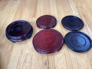 5 VTG Chinese Hand Carved Hardwood Stands/Bases/Risers/Pedestals 2 Matching Pair - Picture 1 of 6