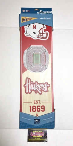 Nebraska Cornhuskers NCAA Football 3D Wall Art Stadium View Fan Banner 6x19” Cover