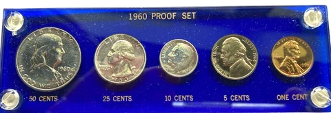 US Coins 1960 Proof Set in Plastic Holder Cover