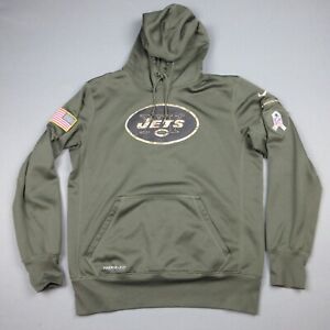New York Jets Sweater Mens Medium Green Nike NFL Salute to Service Hoodie Therma