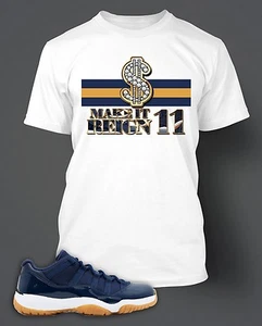 Mens Sneaker Graphic Sport Tee Shirt to Match J11 LOW Navy Gum Mens Big Tall Sm - Picture 1 of 5