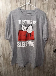 Peanuts Snoopy T-Shirt Womens 2XL Gray I'd Rather Be Sleeping Short Sleeve Tee - Picture 1 of 2