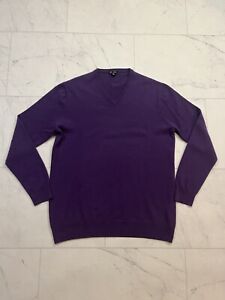 J. CREW 100% CASHMERE 2-PLY PURPLE V-NECK SWEATER - Size XLT TALL DEFECTS
