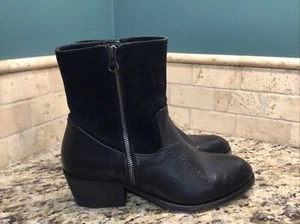 H by Hudson Riley WESTERN Double Zip Womens 40 BLACK Leather Suede Ankle Boots - Picture 1 of 7