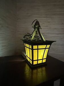Mission Arts & Crafts Stained Glass Indoor/Outdoor Alcove ,Foyer,Porch Lamp LOOK