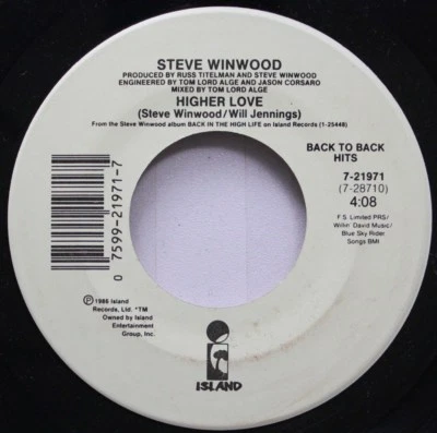 Rock 45 Steve Winwood - Higher Love / Freedom Overspill On Island Records - Image 1 of 2