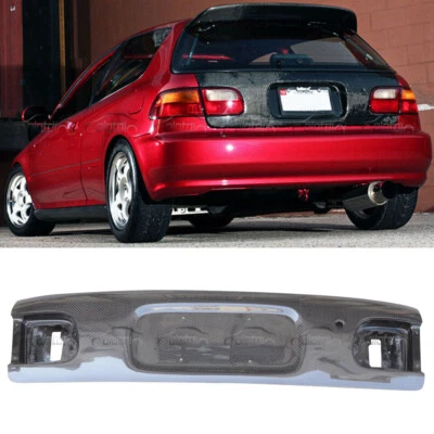 Carbon Fiber For 1992-1995 Honda Civic EG Hatchback Rear Trunk Boot Lid Cover - Image 1 of 4