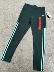 NWT adidas Women's Essentials Classic 3-Stripes Leggings Dark Green Size Medium - Picture 1 of 6