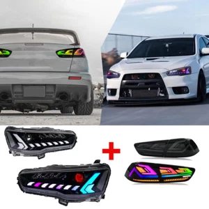 RGB LED Pair Tail Lights&Headlight For Mitsubishi Lancer EVO X 2008-2016 2017 - Picture 1 of 16