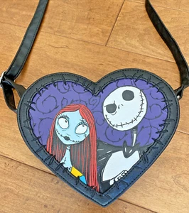 RARA tracolla Disney LOUNGEFLY Nightmare Before Christmas Jack & Sally cuore - Foto 1 di 11