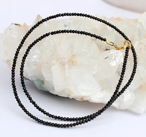 Collana Di Spinello Fecettato Nero 21 Carati Molto Fine Nuova - Picture 1 of 3