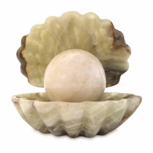 Lampada da Tavolo Ostrica in Onice Verde  Green Onyx Oyster Table Lamp H 18cm - Picture 1 of 6