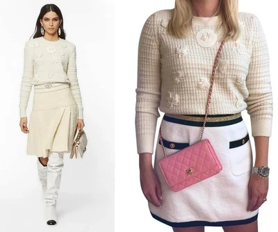 Suéter Chanel 18B Crudo Coco Neige Mezcla de Cachemira Dijes de la Suerte F 36/US 4 Foto 1 de 4