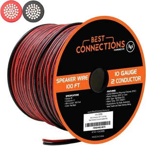 100 ft 10 Gauge CCA Red Black Stranded 2 Conductor Speaker Wire Red, - Picture 1 of 9