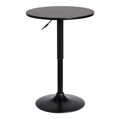 Bentley Adjustable Height Pub Table Black Wood Top Metal Base Modern Design — 第 1/4 张图片