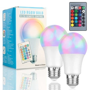 2X E27 LED Leuchtmittel RGB Farbwechsel Lampe dimmbar Birne 9W Glühbirne Licht - Bild 1 von 12