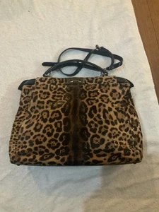 Rare FENDI Leopard Peekaboo Pony Hair 2way Shoulder Bag F/S - Picture 1 of 10