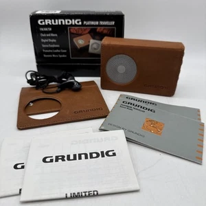VTG Grundig Platinum Traveller AM/FM Silver Radio w/Cover - Tested - Picture 1 of 9