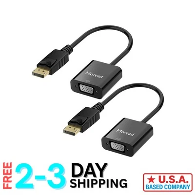High-Resolution DisplayPort to VGA Adapter 2-Pack - Essential for Presentations - Image 1 of 4