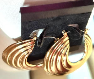 NWOT Earrings for Pierced Ears Swirls in Gold Color Metal 2 inches Long - Picture 1 of 16