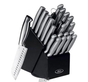 Oster-22-Piece Baldwyn Knife Block Set Stainless Steel Cutlery Kitchen Black - Picture 1 of 2