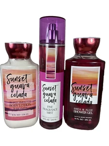 3pc Bath & Body Works SUNSET GUAVA COLADA body lotion shower gel,fragrance mist - Picture 1 of 1