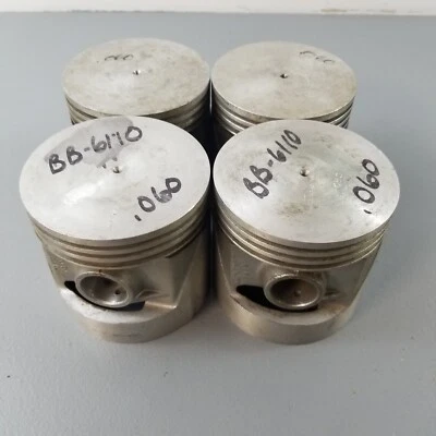 4 New NOS Genuine Ford Pistons BB-6110 .060 Oversize 1928-34 Model A & B Cylin. - Image 1 of 4