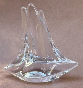 Daum France Art Glass/Crystal Three Mast Sailboat Sculpture Paperweight 4" - Bild 1 von 7