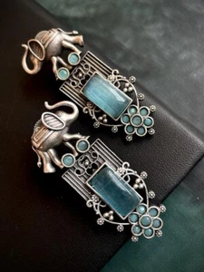 Vintage Oxidized Elephant motif Stud Earring - Picture 1 of 3