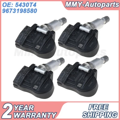 4X TPMS Tire Pressure Sensor 5430T4 9673198580 For Peugeot 207 307 Citroen C4 - Imagem 1 de 4