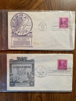 Set of 2 Luther Burbank First Day Covers-Famous Scientist & Horticulturist-1940 - Image 1 of 4
